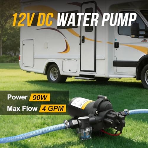 Gidrox 12V RV Water Pump, 4.0 GPM 45 PSI Diaphragm Pump, 12Volt Quiet Fresh Water Pump with Pressure Switch, Self Priming Pressure Pumps for RV Camper Boat Marine Food Truck