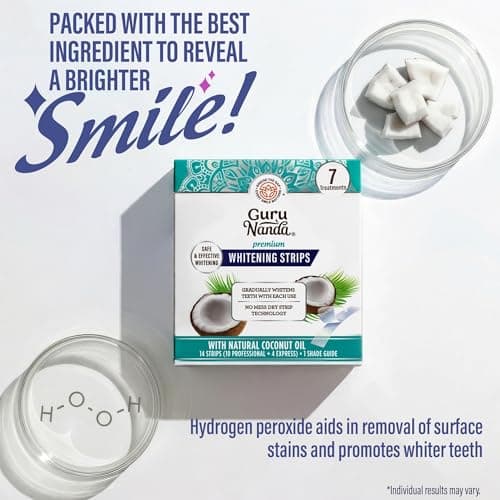 GuruNanda Teeth Whitening Strips Kit - 7-Day Treatment with Non-Slip, Dry Strip Technology - Whitening Designed with Care for a Brighter Smile — view 4