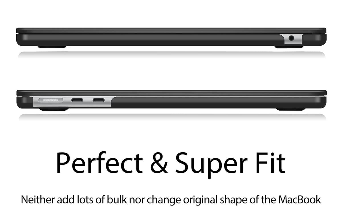 UESWILL Compatible with MacBook Air 13 inch M5 M4 M3 M2 Case 2022-2026 Model A3449 A3240 A3113 A2681 Mac Air 13.6 Matte Hard Shell Case Cover + Microfiber Cloth, Black — view 7