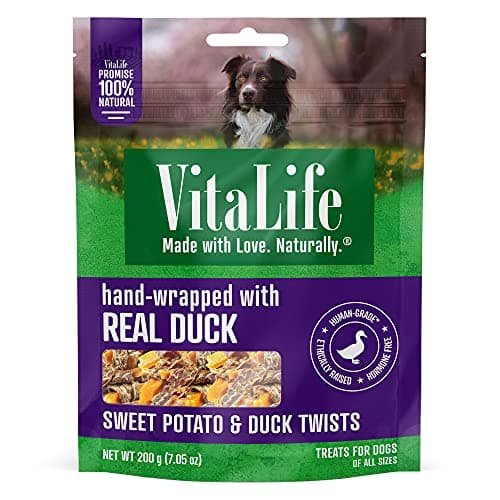 VitaLife 200 g Sweet Potato & Duck Twists, All Natural Dog Treats
