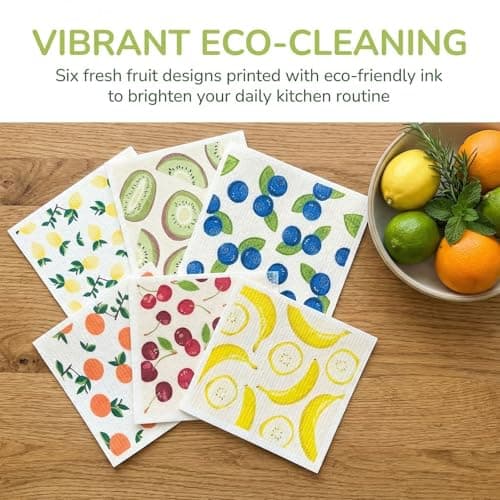 6 Pack Swedish Dish Cloths for Kitchen, Reusable Sponge Cloth, Soft Kitchen Towels, Highly Absorbent Rags for Kitchen, Countertops, Washing Dishes — view 4