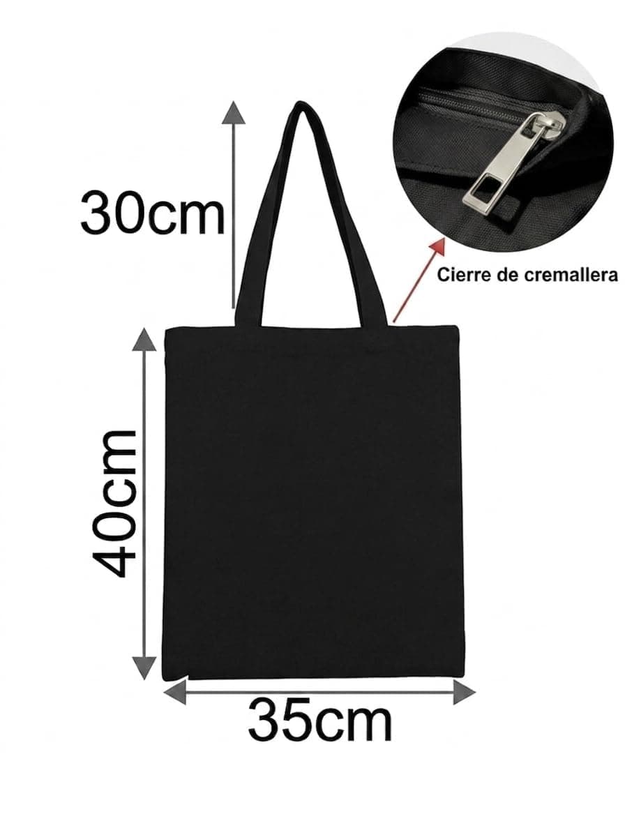 Pack De 1/3/9 Bolsas de Tela Con Cremallera, BEIG/NEGRO 35X40+30CM Gruesa 12A – Tote Bag De Calidad Premiun Reutilizable para Universidad, Trabajo, Compras y DIY — view 3