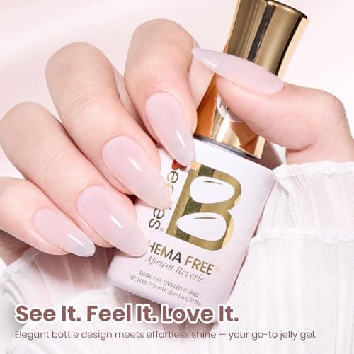Beetles Apricot Reverie Nude Gel Polish - 15ML Full Size Neutral Jelly Pink Nail Polish Base Color Nail Concealer Sheer Translucent Effect Soak Off UV French Nail Art Salon DIY Manicure Gifts — view 6