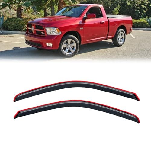 in-Channel Rain Guards for 2009-2018 Dodge Ram 1500 Standard Cab, 2010-2025 Ram 2500 & 3500 Regular Cab, 2019-2024 Ram 1500 Classic, Window Visor Shields Vent Deflector Shade Wind Dark Smoke, 2PCS — view 8
