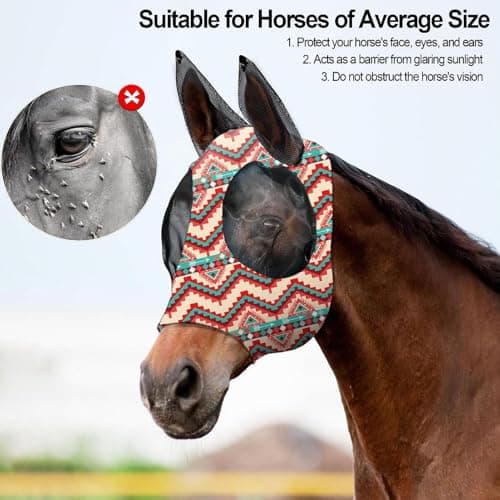 Horse Fly Masque - Uv Resistant Mesh Face Covering, Breathable Protection Hood | M/L, Secure Strap Fitting System, Comfortable Riding Field Accessory for Cob Horse Outdoor Use — view 2
