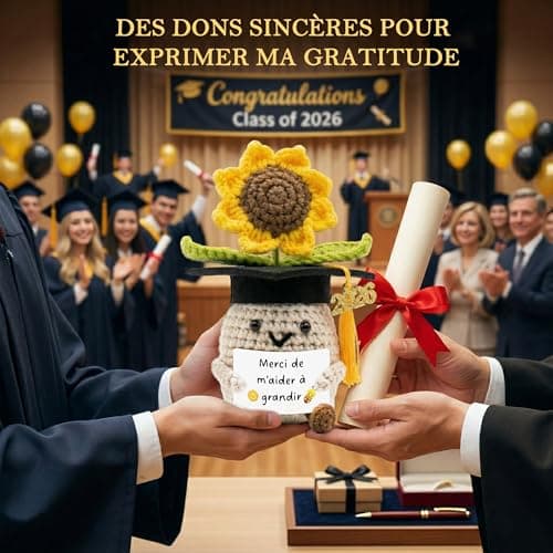Cadeau Professeur en Français, Poupée Tournesol Tricoté avec Carte, Cadeau Enseignante & Éducatrice, Cadeaux de Remerciement Pour Professeur de Français — view 4