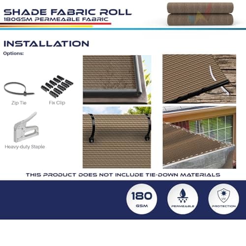 Windscreen4less 8'x50' Sun Shade Fabric Roll Shade Cloth Cover Wind Screen UV Block for Outdoor Pergola Patio Backyard Garden Greenhouse, Brown — view 4