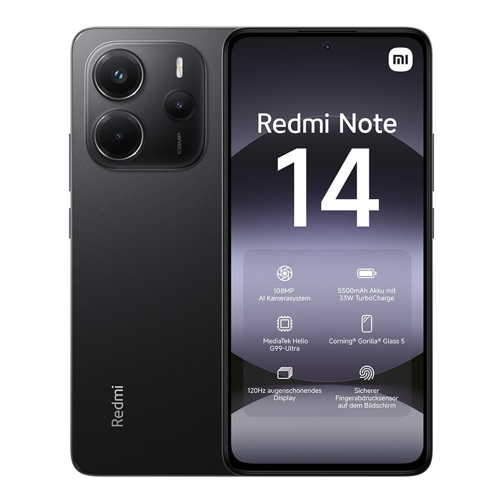 Xiaomi Redmi Note 14 smartphone, 6+128GB, green, 108MP AI camera system, 5500mAh battery, 120Hz eye-care display, AI features (no charger included), 2 year Warranty — view 11