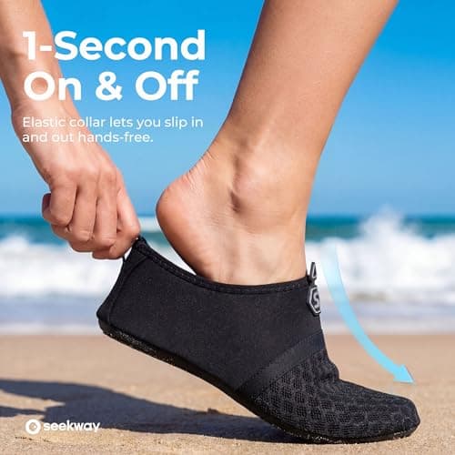 SEEKWAY Water Shoes Women Men Quick-Dry Beach Aqua Socks Barefoot Non Slip Swim Pool Outdoor Surf River Lake Yoga SK001 Black Size 8.5-9.5 W/7.5-8.5 M — view 4