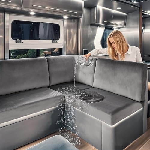 Caravan Seat Covers Waterproof Velvet, Motorhome Seat Cover with Elastic-band and Lacing, RV Sofa Cushion Cover for camper (Dark grey,W 100-125 cm, D 55-65 cm)