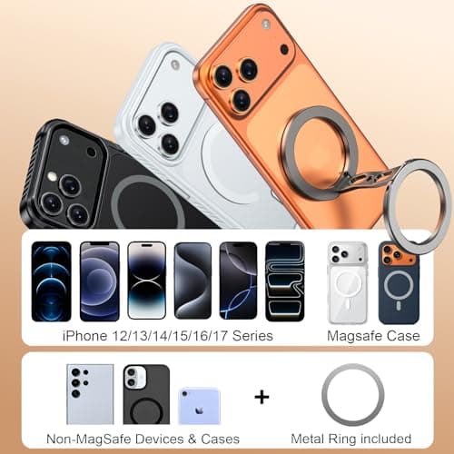 ZBHISHE Magnetic Phone Ring for MagSafe Grip [Dual-Sided Magnetic] [Magnet Phone Stand Grip Compatible with Car Mounts] Mag Safe Accessory for iPhone 17/16/15/14/13 Pro Max Plus, Grey — view 6