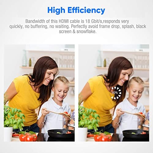 HDMI Cable 6.6feet(2meter), 4K HDMI Lead-Snowkids HDMI Cable 4K@60Hz, 3D Support, Ethernet Function, Video 4K UHD 2160p, HD 1080p, 3D - (for Fire TV, for PS-3/4, for Netfilx) — view 2