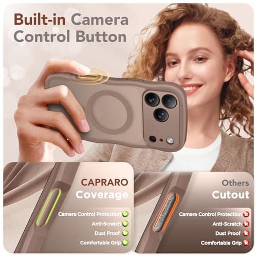CAPRARO Magnetic for iPhone 17 Pro Max Case for Women Girls, Upgraded [Full Camera Protection] [Compatible with MagSafe] Cute Wave Translucent Matte Phone Case for iPhone 17 Pro Max, Brown — view 4