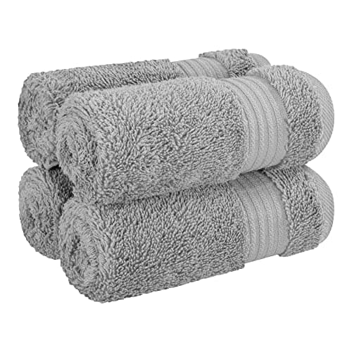 Cotton Paradise Washcloths for Bathroom, 13 x 13 Inch 100% Turkish Cotton Towels Soft Absorbent Luxury Washcloths, Small Hand Face Towels, Light Gray Washcloths — view 4