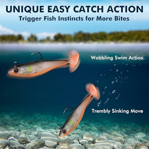 TRUSCEND Pre-Rigged Soft Fishing Lures, Well-Made Easy Catching Lures for Family Fishing, Great Action Swimbait with Spinner, All-Conditions Fishing Gear for Bass Trout Walleye, Crappie Fishing Jigs