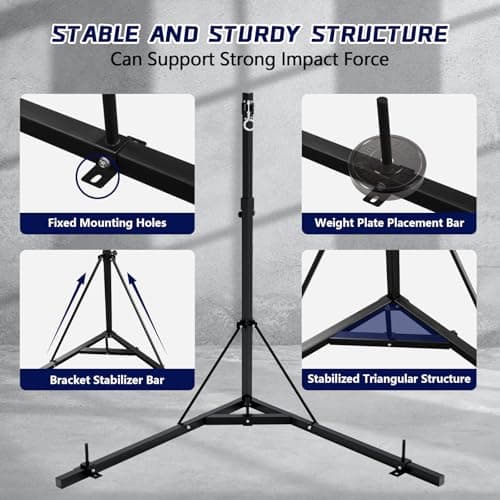 Adjustable Punching Bag Stand 150 LBS Capacity Heavy Bag Stand Steel Boxing Stand Free Standing for Home Gym Fitness, Stand Only — view 4