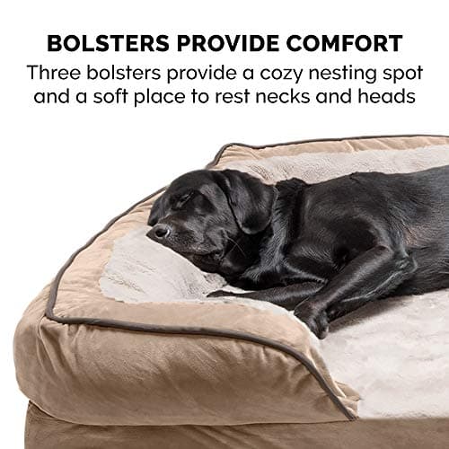 Furhaven Orthopedic Dog Bed for Large/Medium Dogs w/Removable Bolsters & Washable Cover, for Dogs Up to 55 lbs - Plush & Velvet Waves Perfect Comfort Sofa - Brownstone, Large — view 11
