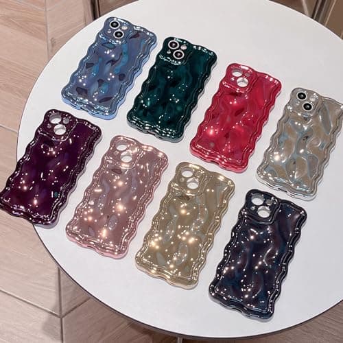 FABSPARK Case for iPhone 15 Pro,3D Meteorite Bubble Pattern Electroplate Plating Glitter Curly Wavy Frame Glossy Case,Soft TPU Shockproof for iPhone 15 Pro 6.1 Inch,Black — view 5
