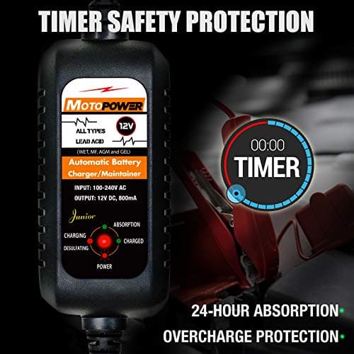 MOTOPOWER MP00205A 12V 800mA Automatic Battery Charger, Battery Maintainer, Trickle Charger, and Battery Desulfator — view 5