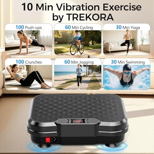 Trekora Vibration Plate Exercise Machine, Curved Vibration Plate for Lymphatic Drainage Weight Loss, 400 Lbs Capacity Shake Platform with 250 speeds Full Body Workout Equipment for Home Women Men — view 4