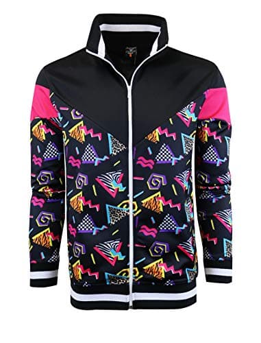 SCREENSHOT Mens Urban Hip Hop Premium Track Jacket - Slim Fit Side Taping Sportswear Urbanwear Streetwear Fashion Top, F11904-black/Pop, X-Large — view 2