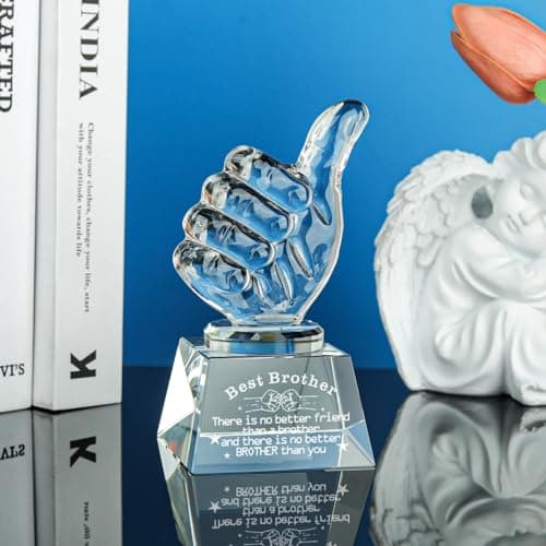 LONGWIN Gifts for Brother Adult Crystal Awards with Thumbs Up, Birthday from Sister Brother, Unique Presents — view 2