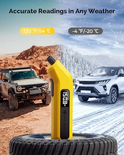 Tire Pressure Gauge Digital 200 PSI, HYVOHEX Tire Gauges for Tire Pressure with AAA Batteries, Visual LED Display Tire Gauge with Backlight, Digital Tire Gauge for Car Truck Motorcycle Bicycle (Grey) — view 5