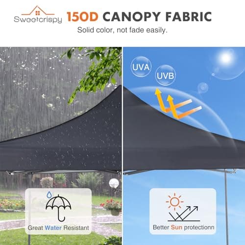 OLIXIS 10x10 FT Pop Up Canopy Tent, Waterproof UV Protection Instant Outdoor Shade, Heavy Duty Portable Canopy with Sand Bags for Beach, Backyard, Parties, Events & Camping, Charcoal — view 2