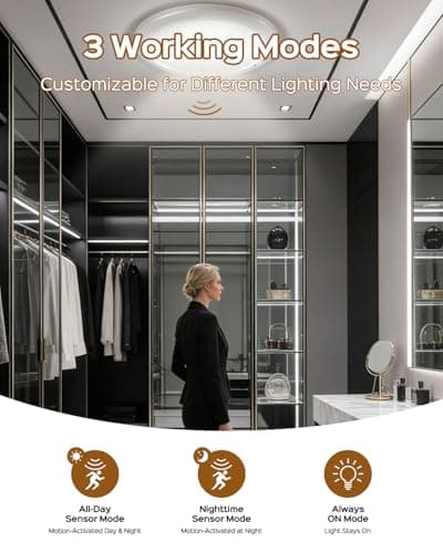 FIONSUN Motion Sensor Light Indoor, Rechargeable Ceiling Light with Remote Control,10000mAh Battery Operated Closet Light,Magnetic LED Shower Lights (2 Pack) — view 5