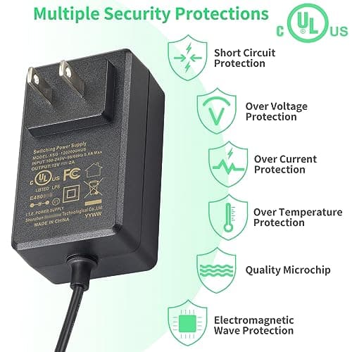 12V 2A Power Supply Class 2 UL Listed with LED Dimmer Switch,24W 100-240V AC/DC 12Volt 2Amp 1.5A 1A Adapter Power Supply with 5.5mm x 2.1 DC Jack Connector for LED Strip Light & Other Device — view 3