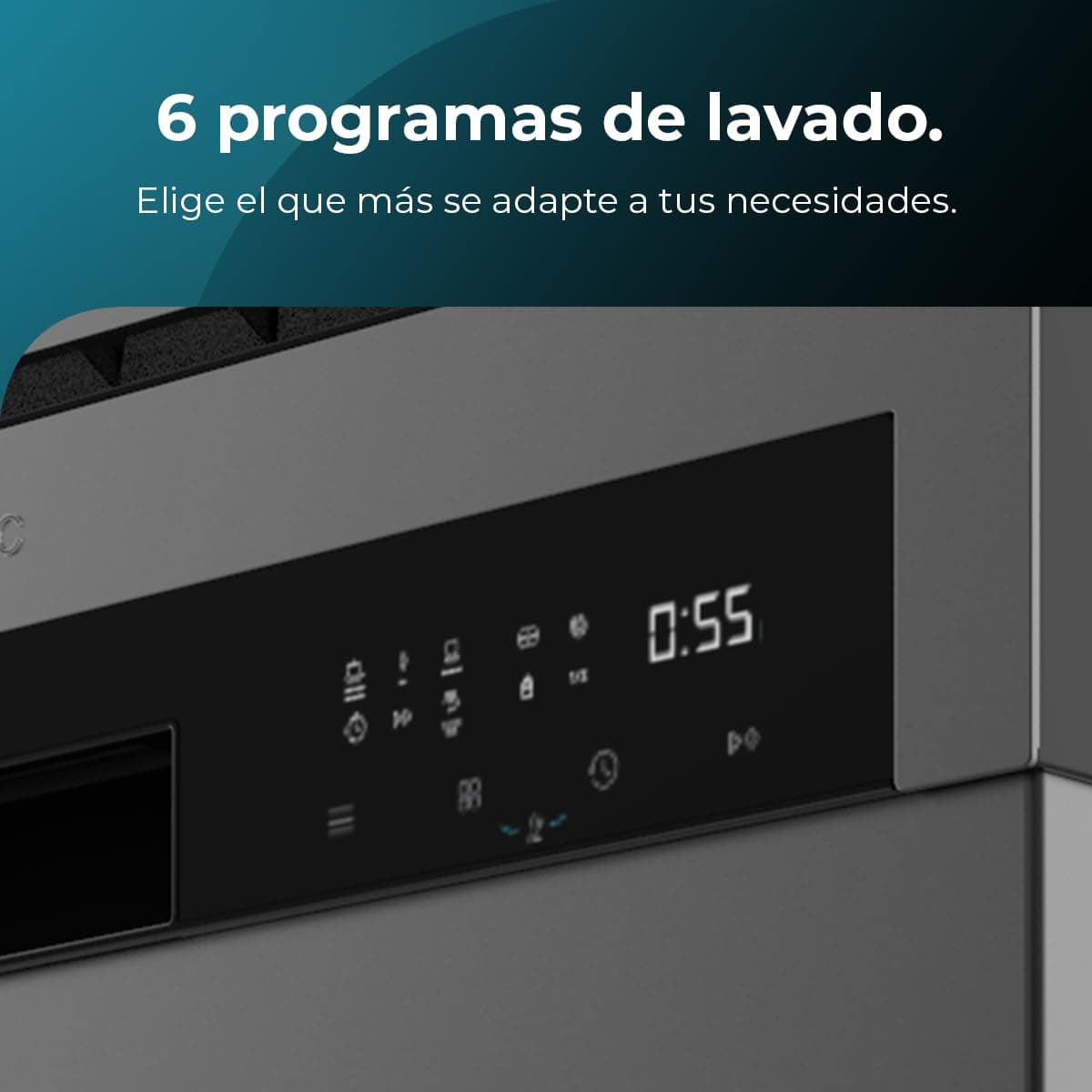 Cecotec Lavavajillas Compacto de 60 cm Bolero Aguazero 6110 Dark E, 1850W, 13 Cubiertos, 6 Programas, Funciones Media Carga, programa 3 en 1, Delay Start, Dry+, FullTouch y ChildLock — view 4