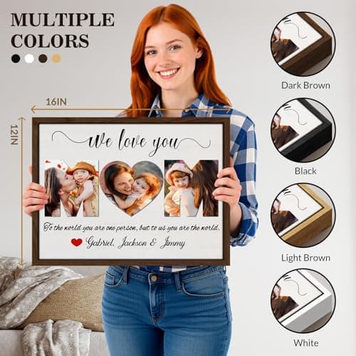 Ship Next Day Personalized Mothers Day Gifts for Mom from Daughter Son, Custom Canvas Picture Framed Wall Art for Mom, Customized Photo Gifts for Mother MAMA Wife Women 10"x 8" — view 4