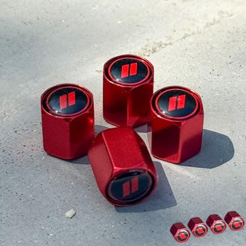 TACTILIAN Red Tire Valve Stem Caps for Dodge Tire Valve 4 Pack | Leakproof Aluminum Tire Valve Caps with Rubber O-Ring Compatible with Dodge Valve Stem Caps for Challenger, Charger, Ram, Durango — view 3