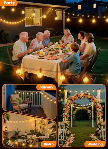 SmartDawn 100FT 52 LED Bulbs Outdoor String Lights, G40 Shatterproof String Lights, IP65 Waterproof Connectable Outside Patio Light for Backyard Porch Balcony Garden Decor Christmas Camping Gazebo — view 4