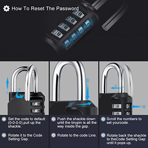 Diyife Combination Padlock, Weatherproof 4 Digit Resettable Locker Lock — view 4