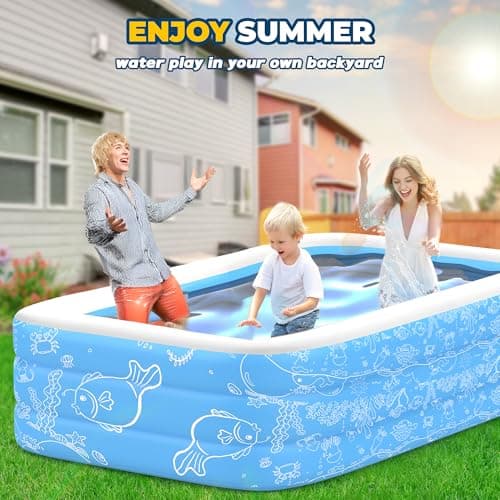CACSPS Inflatable Swimming Pools, 60" X 40" X 20" Full-Size Inflatable Pool for Kids and Adults, Durable Family Lounge Pool, Kiddie Pool for Backyard, Garden or Indoor — view 5