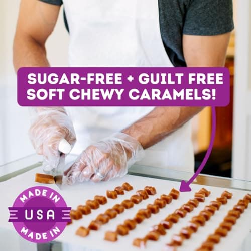 Tom & Jenny's Sugar Free Caramel - Individually Wrapped Sugar Free Candy - Zero Sugar Keto Caramels (Sea Salt & Vanilla Classic Chewy Caramel) — view 3