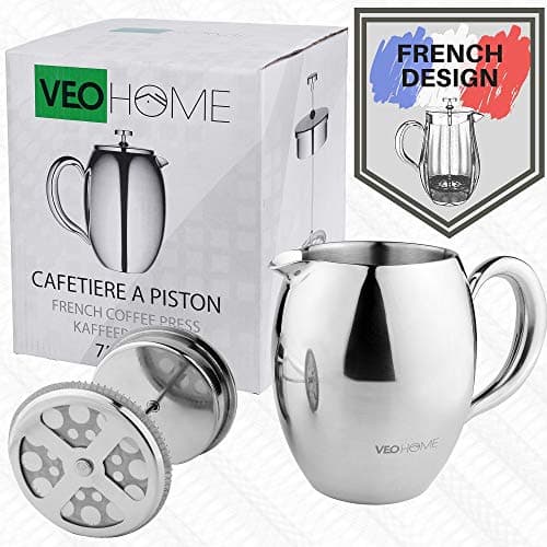 VeoHome - 0.75 litre plunger - Unbreakable and keeps the coffee hot for a long time thanks to its double stainless steel shell — view 5