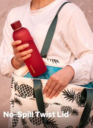 Opard Slim Water Bottle 27oz, Dishwasher Safe Plastic Water Bottle BPA-Free, Leakproof Screw Top, Cranberries Red, Reusable for Travel School Sport Gym Hiking — view 3