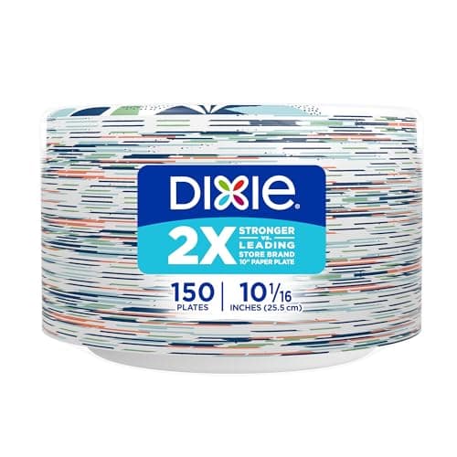 Dixie Large Paper Plates, 10 Inch, 150 Count, 2X Stronger*, Microwave-Safe, Soak-Proof, Cut Resistant, Disposable Plates For Everyday Breakfast, Lunch, & Dinner Meals — view 8