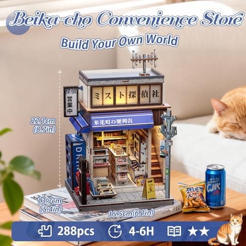 CUTEBEE Book Nook Kit - DIY Miniature House Japanese Detective Convenience Store, Dollhouse Booknook for Adults, Tiny House Bookshelf Decor 3D Wooden Puzzle Gifts (Beika-cho Convenience Store) — view 2
