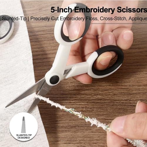SCAIKTIG Premium Sewing Scissors Bundle, 8" Heavy Duty Fabric, 5" Embroidery, 4" Small Detail Scissors, 5" Thread Snips, Tailoring, Dressmaking, Quilting, Arts&Craft Supplies, White — view 4