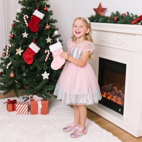 Kiderence Little Toddler Girls Dress Shoes Ballerina Ballet Flats Kids Pink Mary Janes Size 5