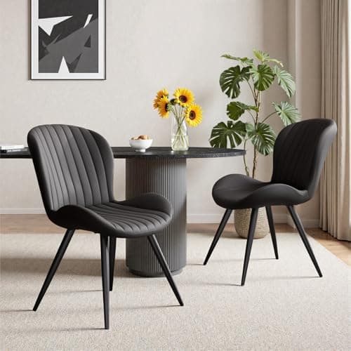 Daluvenix Dining Chairs Set of 4,Modern Fabric Dining Chairs Featuring Ergonomic Backrests, Thickly Padded Cushions, and Sturdy Metal Legs, Suitable for Kitchen, Living Room, and Bedroom,Black — view 5