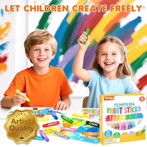 Toidgy Tempera Paint Sticks, 36 Classic Colors, Washable Solid Paint Sticks for Kids Toddlers, Painting Art Supplies for Classroom School Students, Non-Toxic, Quick Drying, Back to School Supplies — view 3