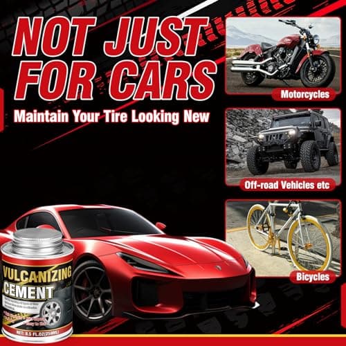 Vulcanizing Cement 8.5Oz, All Purpose Tire Repair Glue, Fast-Dry Rubber Cement Glue with Brush, Heavy Duty Tire Patch Kit for Car, Motorcycle, Bike Tires — view 5
