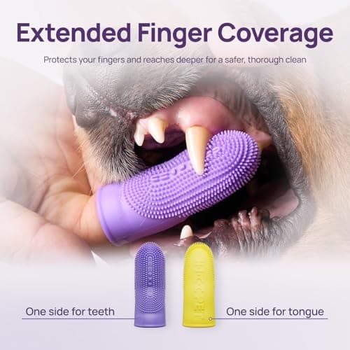 HICC PET Dog Toothbrush, Anti-Slip Dog Tooth Brushing Kit, Dog Finger Toothbrush for Plaque and Tartar Cleaning, Dog Teeth Cleaning for Medium & Large Pets, Safer & Softer Liquid Silicone, 2-Pack — view 2