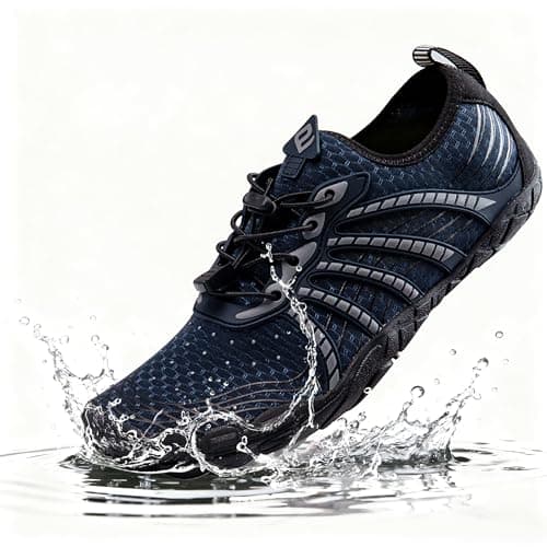 Hiwegers Water Shoes for Women and Men, Swimming Shoes Quick-Dry for Beach Swimming Surf Yoga Hiking Outdoor Sports Blue-White