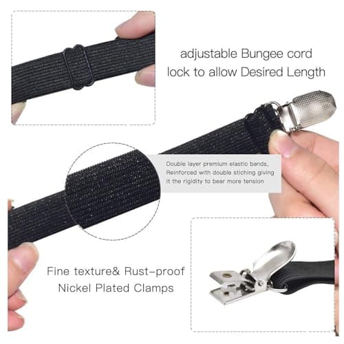 Adjustable Bed Sheet Clips, Sheet Fasteners Holder Straps and Suspender, Gripper, Extend From 21" to 80" Long Style Elastic Fasteners Bands Heavy Duty Suit for Mattress, Sofa, Couch, Recliner and More — view 2