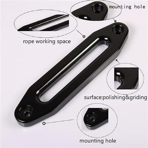 STANDOUTELROAL (Black) Hawse Style Winch Fairlead, Car Hawse Winches Fairlead for Automotive Anchor Cables ATV 3000-4000 lb Winch,4.88 inch (124mm) Mount Smooth — view 4